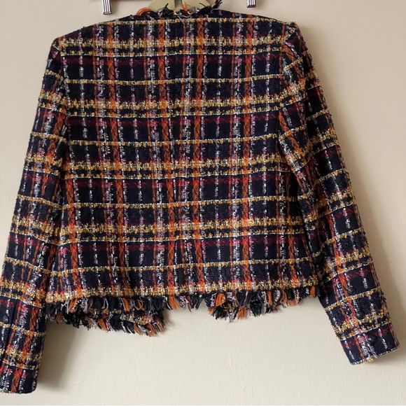 L’Agence Angelina Jacket Midnight Navy Blue Tweed Fringe coastalgrandma polished - Picture 14 of 16